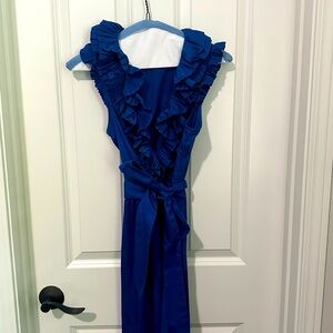 Max & Chloe- Ruffled Blue Sleeveless Dress